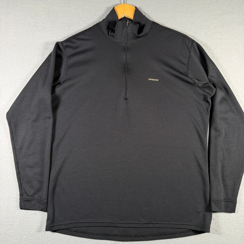 Patagonia Mens Capilene Midweight Quarter Zip Base Layer Top Black Size M